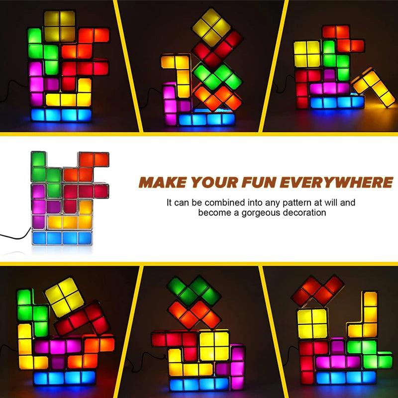 7 Colors Stackable Night Light, DIY Gaming Lamp, Puzzle Novelty LED Night Light,