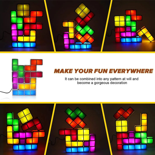 7 Colors Stackable Night Light, DIY Gaming Lamp, Puzzle Novelty LED Night Light,